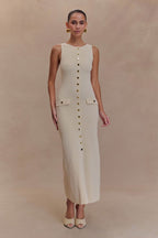 Perla - Ärmelloses Maxikleid mit Knöpfen