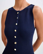 Perla - Ärmelloses Maxikleid mit Knöpfen
