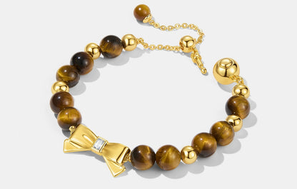 ZEGL designer autumn and winter tiger's eye bracelet women's autumn and winter light luxury niche exquisite bow new hand jewelry