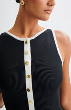 Perla - Ärmelloses Maxikleid mit Knöpfen