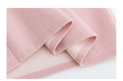 Noire Nieten Perlen Diamant Rosa Wolle Strickpullover