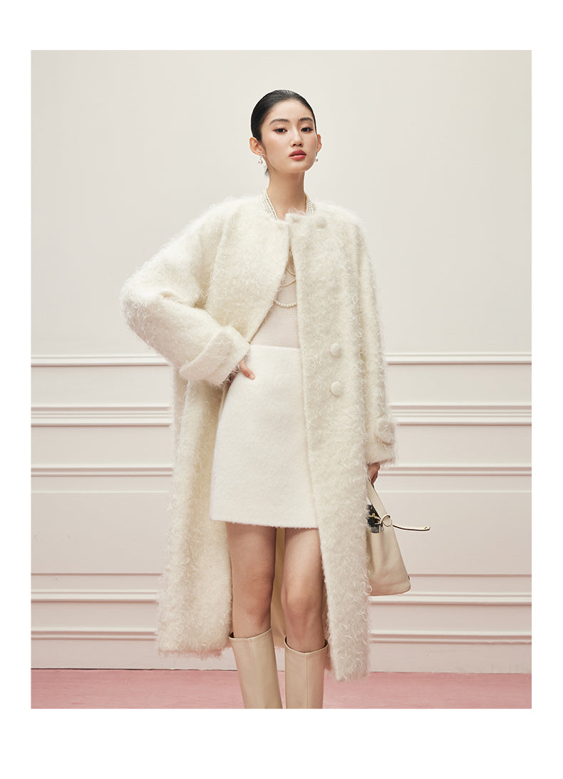 Creamy White Mohair Mantel