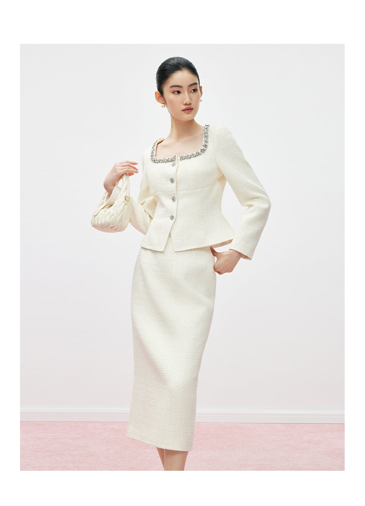 ÉCLAT D’IVOIRE – TWEED-ENSEMBLE MIT PERLENDETAILS