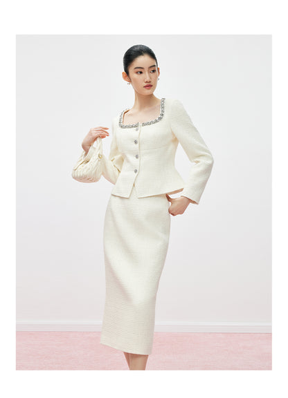 ÉCLAT D’IVOIRE – TWEED-ENSEMBLE MIT PERLENDETAILS