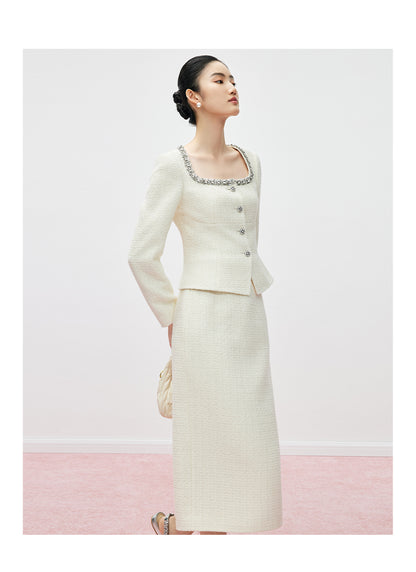 ÉCLAT D’IVOIRE – TWEED-ENSEMBLE MIT PERLENDETAILS