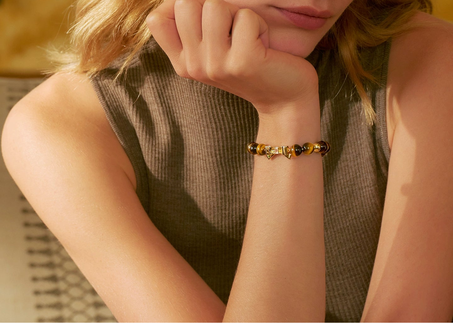 ZEGL designer autumn and winter tiger's eye bracelet women's autumn and winter light luxury niche exquisite bow new hand jewelry