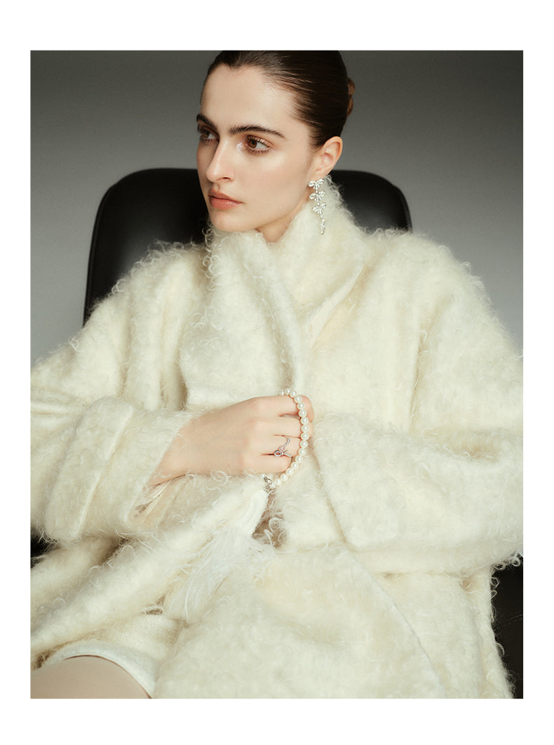 Creamy White Mohair Mantel