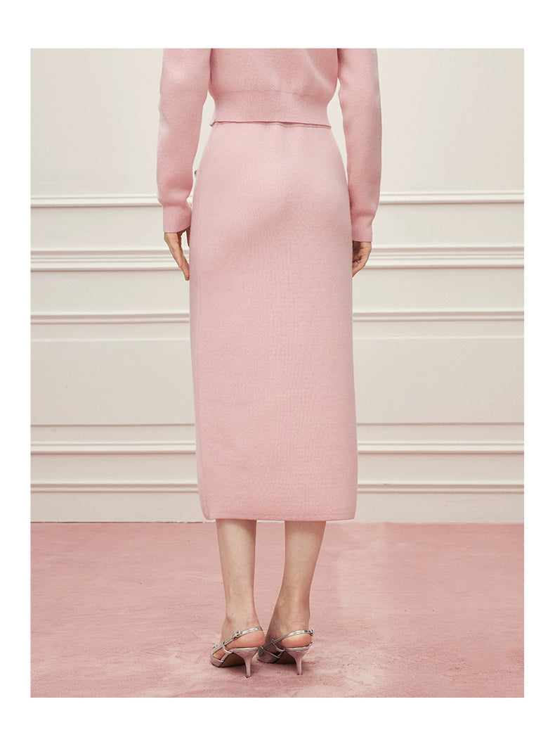 Noire Nieten Perlen Diamant Rosa Wolle Strickpullover