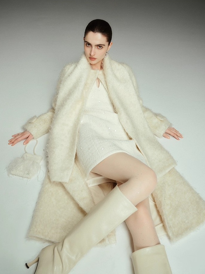 Creamy White Mohair Mantel